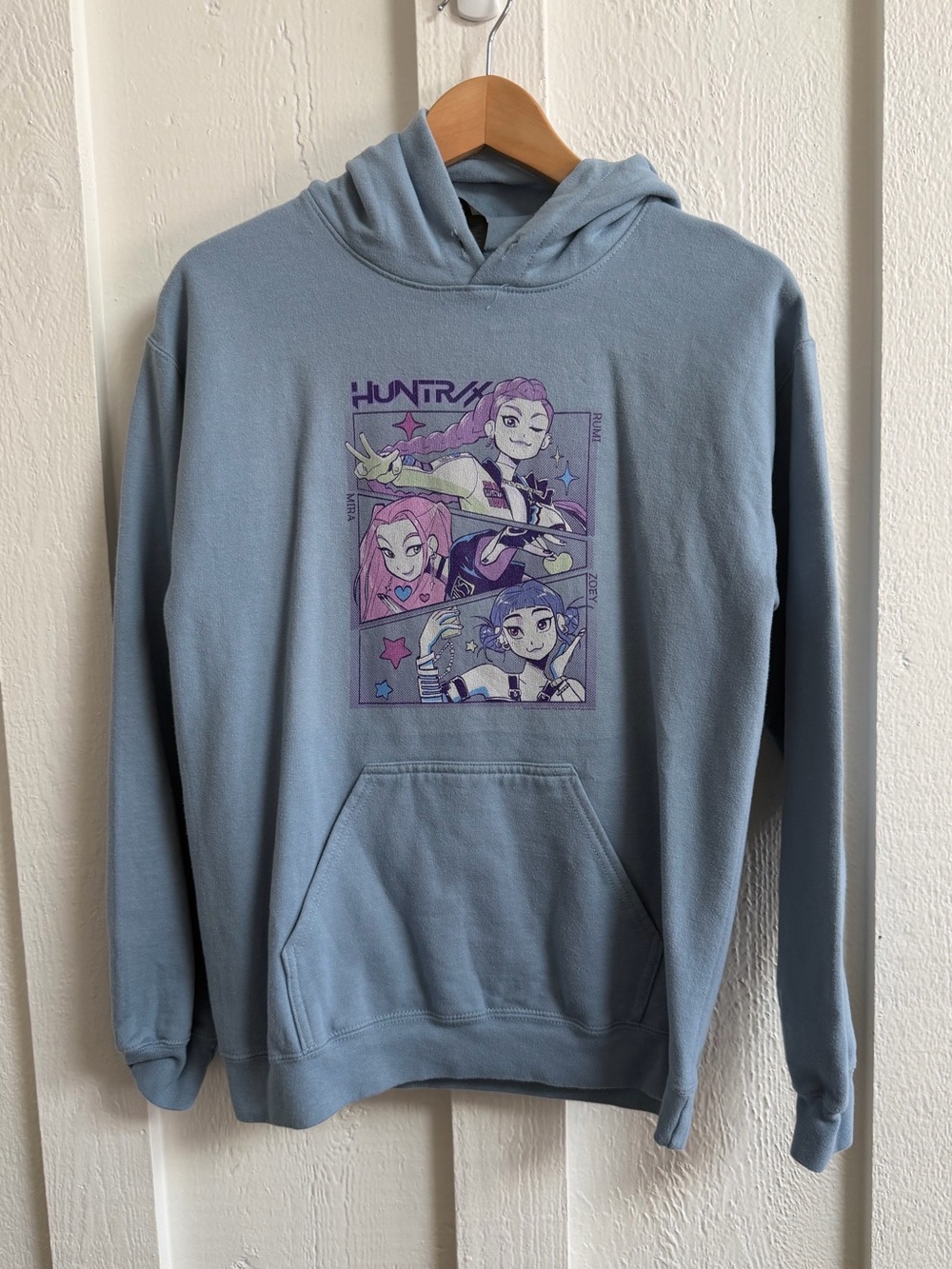 HUNTRIX KPop Demon Hunters Netflix Blue Graphic Hoodie - Small